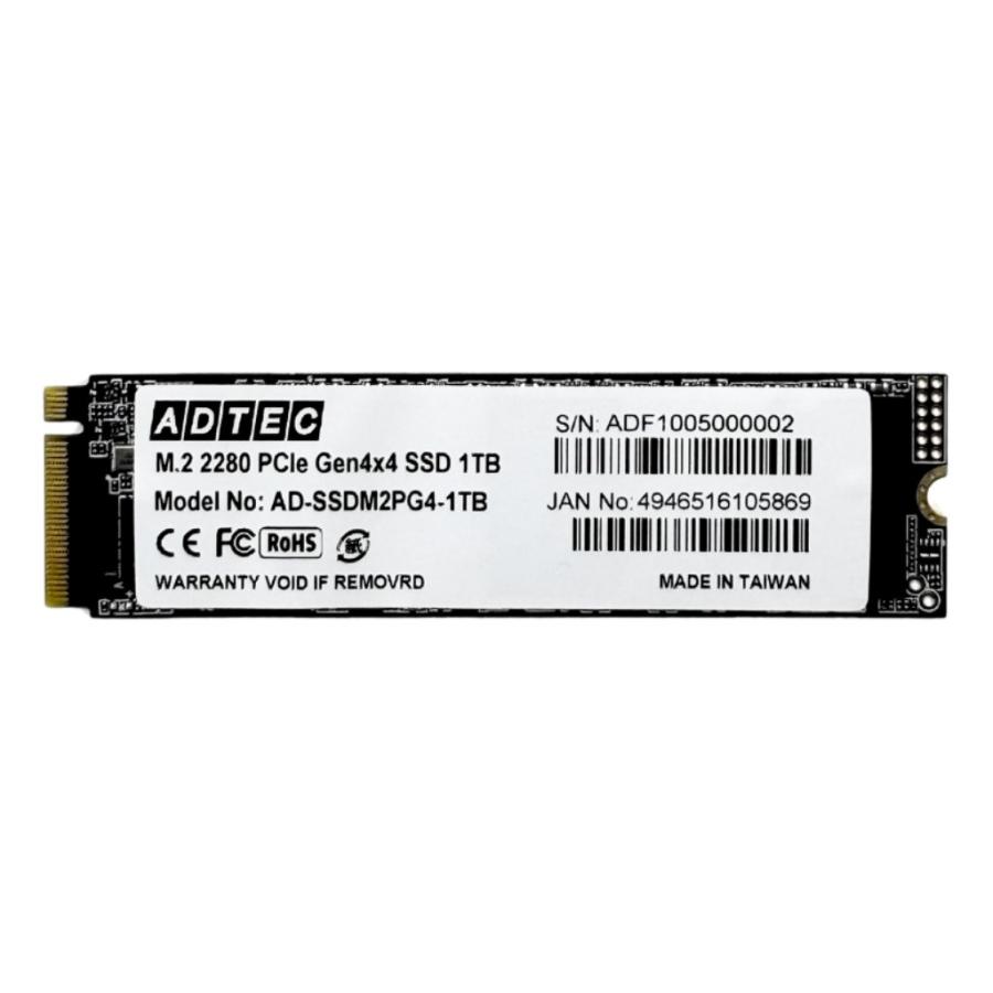 ADTEC アドテック AD-SSDM2PG4-1TB 3D NAND PC内蔵用M.2 Gen4x4 SSD M