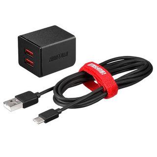 BUFFALO/バッファロー  AC-USB 2.4A 2ポートType-Cケーブル 1.5m ブラック BSMPA2402P2CBK｜murauchi