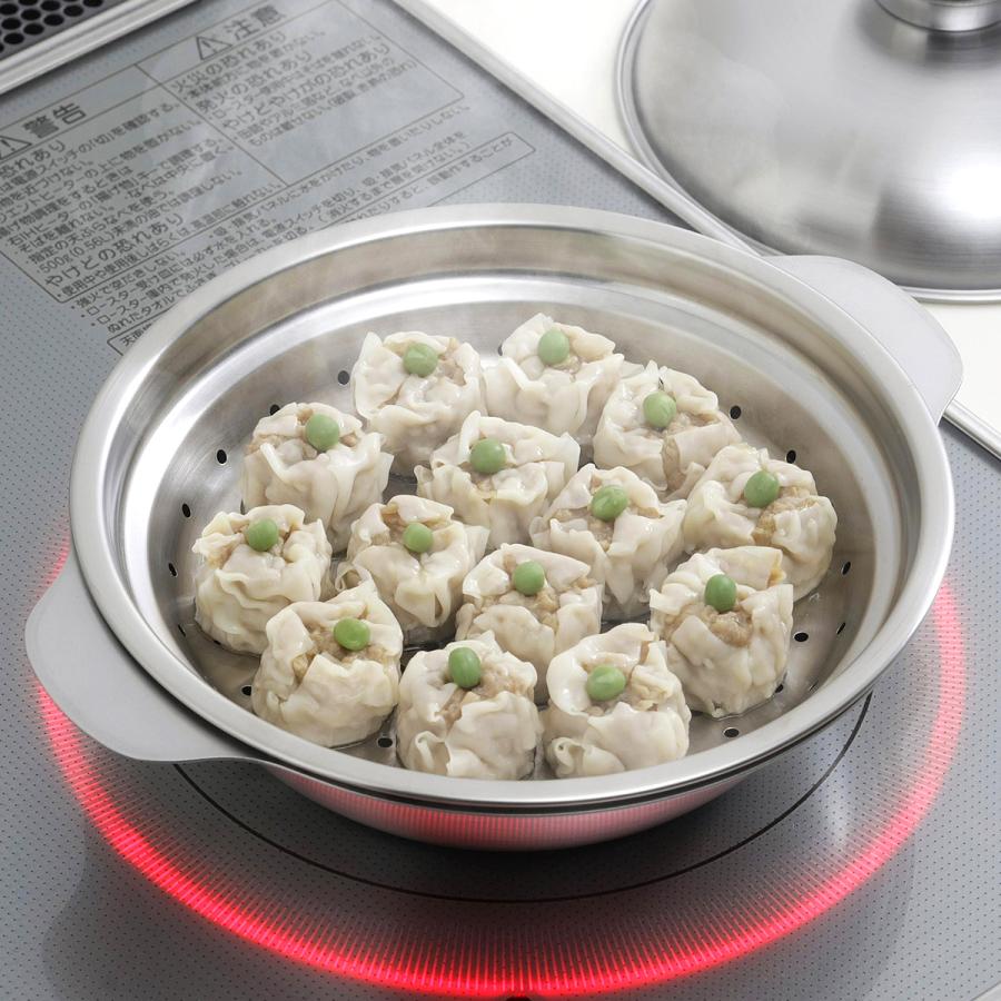 SHIMOMURA 下村企販 卓上鍋 18cm IH対応 蓋付き 蒸し皿付き ステンレス