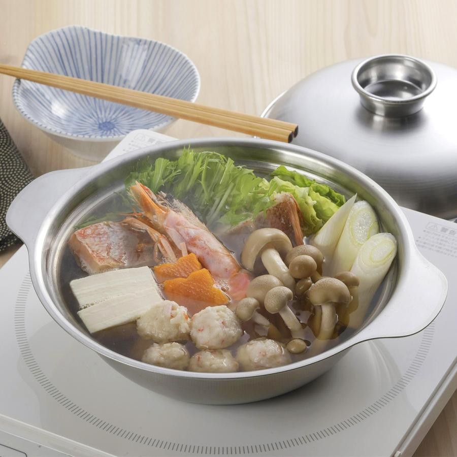 SHIMOMURA 下村企販 卓上鍋 18cm IH対応 蓋付き 蒸し皿付き ステンレス