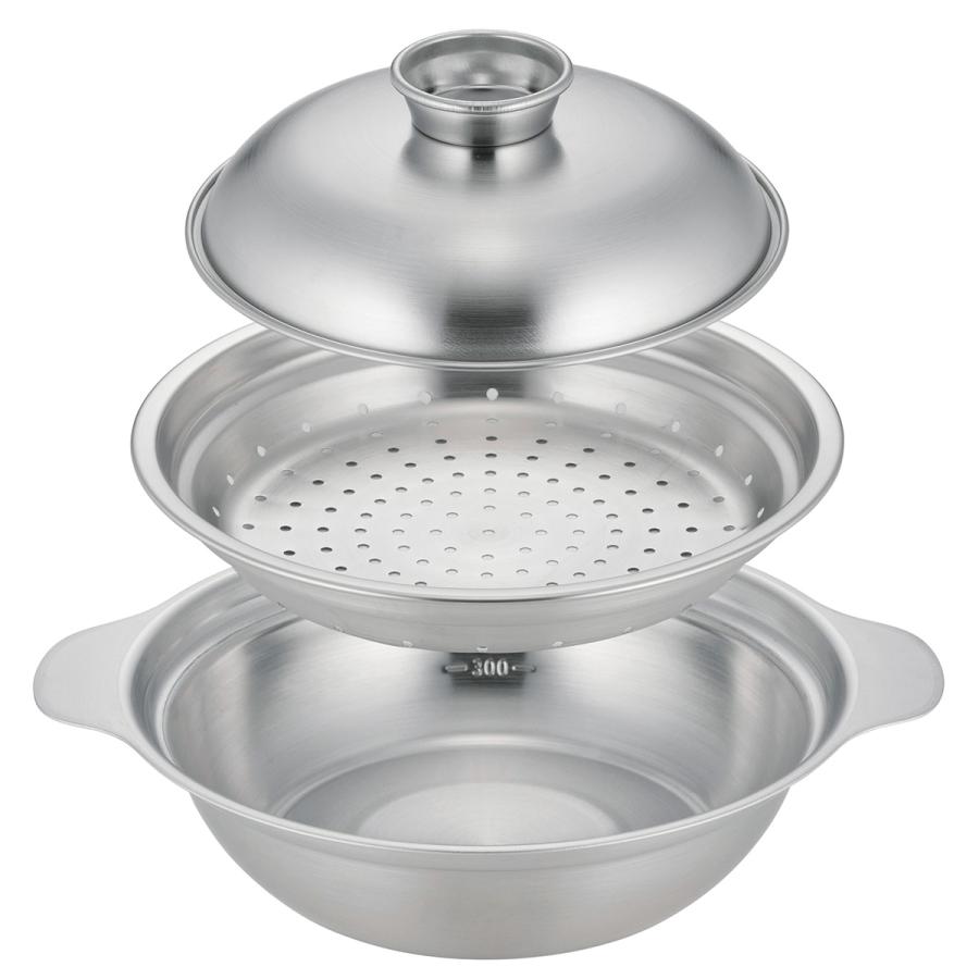 SHIMOMURA 下村企販 卓上鍋 18cm IH対応 蓋付き 蒸し皿付き ステンレス