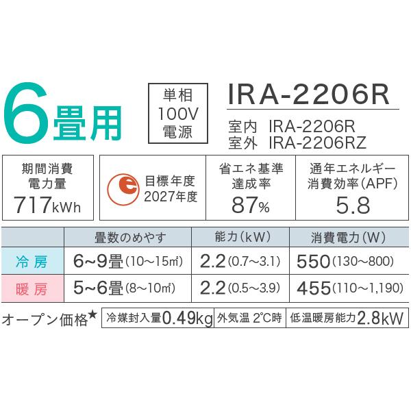 IRIS OHYAMA アイリスオーヤマ IRA-2206R 2025年モデル スタンダード