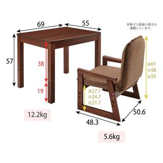 YUASA ユアサプライムス NGM-G69DLH（FBR）なごみ69 一人用こたつ 3点セット 長方形 69×55cmの画像
