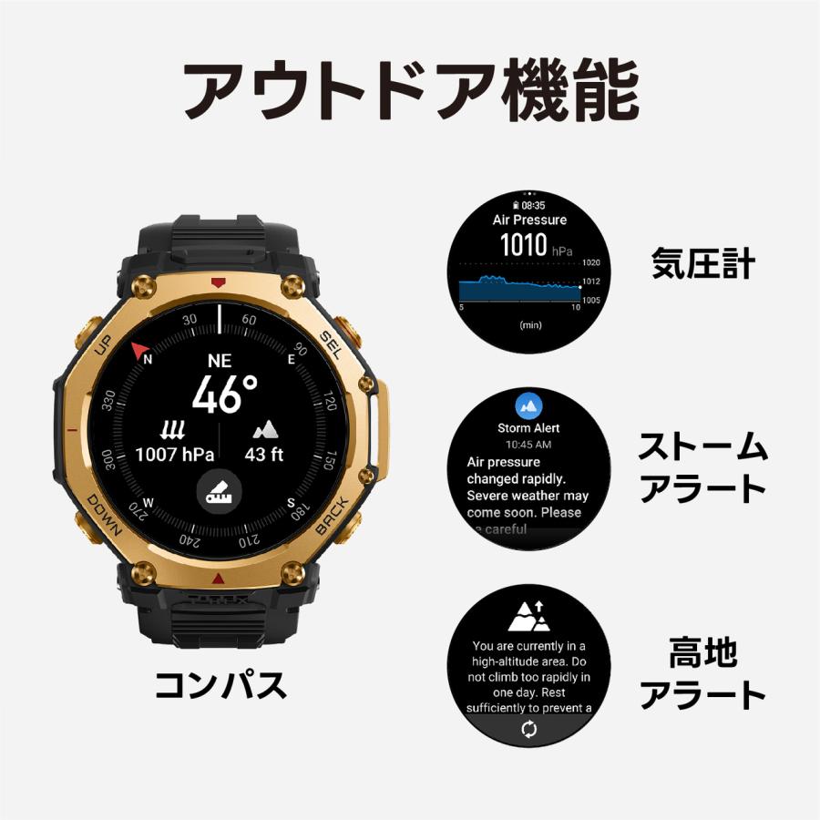【新品】アマズフィット Amazfit 腕時計 ユニセックス SP170078-C238 T-Rex 3 Pro 充電式クォーツ ブラックxブラック デジタル表示 アマズフィット AMAZFIT スマートウォッチ T-Rex 3 Pro 48mm ブラック