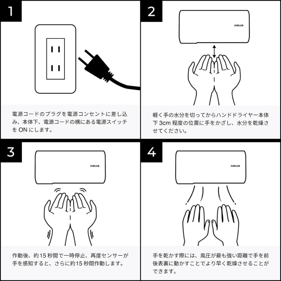 AIOLUS アイオルス Nyuhd-210W「Hand Dryer」家庭用コンパクトハンド