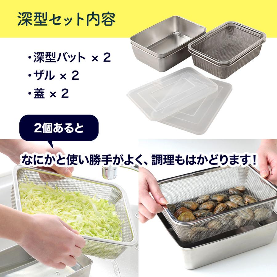 アーネスト（Arnest） 蓋付き 深型 ステンレスバット・角型 ザル