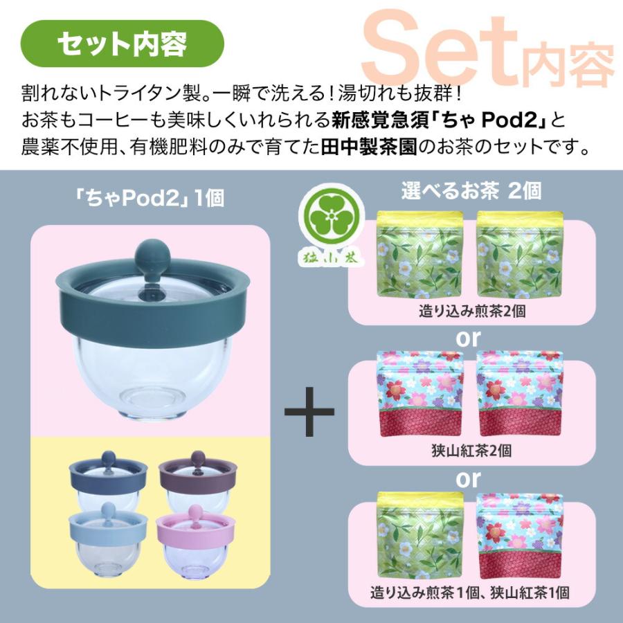 洗いやすい 急須 新感覚 きゅーす ちゃPod2 (POD02) 選べるお茶2個