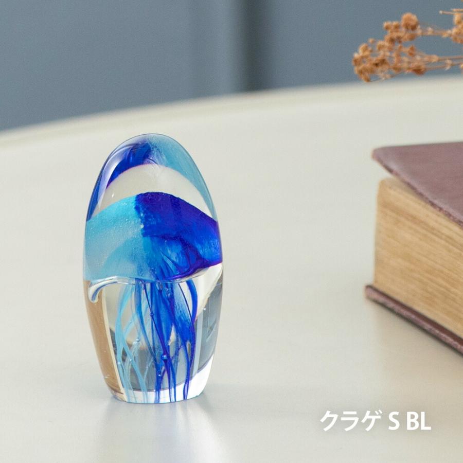 ガラスインテリアオブジェ クラゲ Sサイズ ガラス 置物 ペーパー