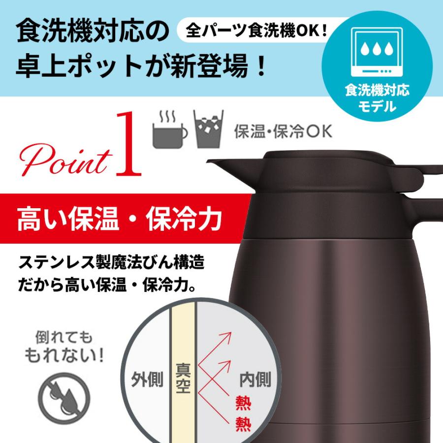 THERMOS（サーモス） ステンレス ポット 1.5L TTG-1500 魔法びん 食洗