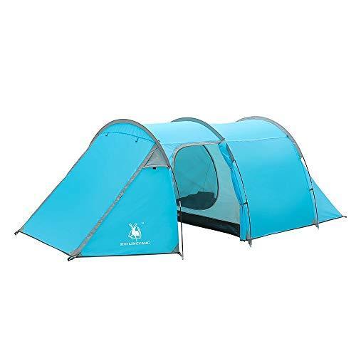 2021年最新入荷 キャンプ用テント3-4人用1ベッドルーム2リビングルーム2段トンネルキャンプピクニック屋外釣り(色:ブルー%cirkuma%サイズ:フリーサイズ) その他テント