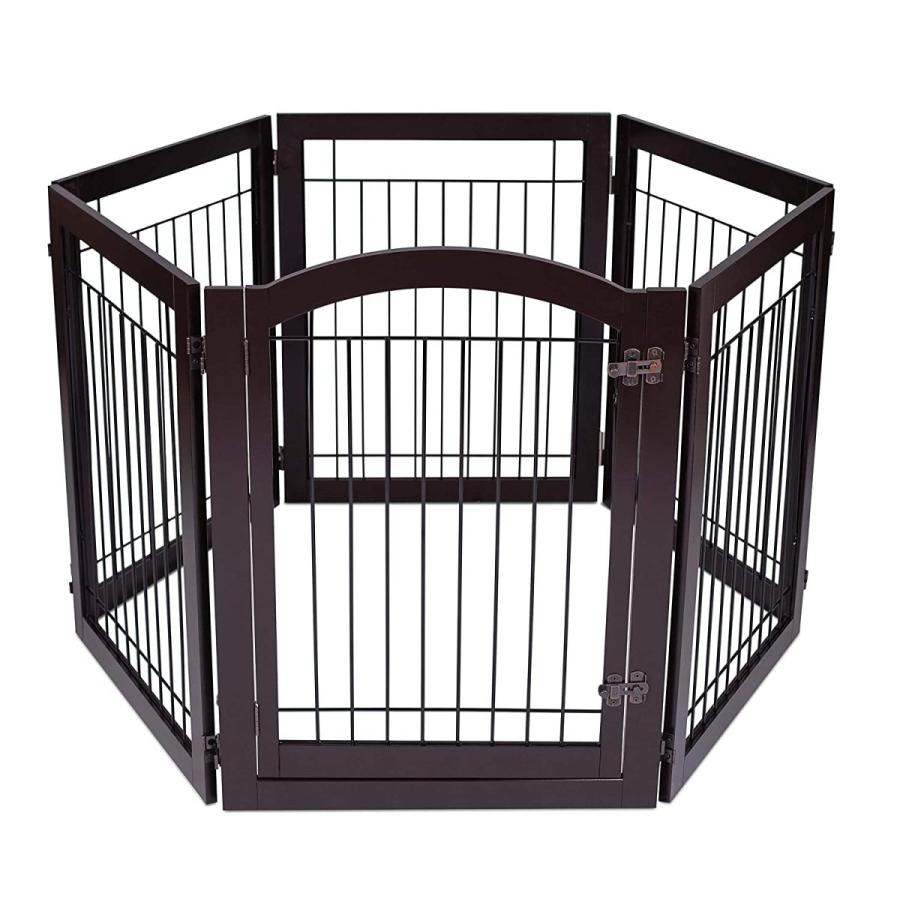 BIRDROCK サークル本体 HOME室内犬用ペットゲート扉付き 6パネル 30インチ (高さ) エンクロージャーケネルペット用子犬用安全柵