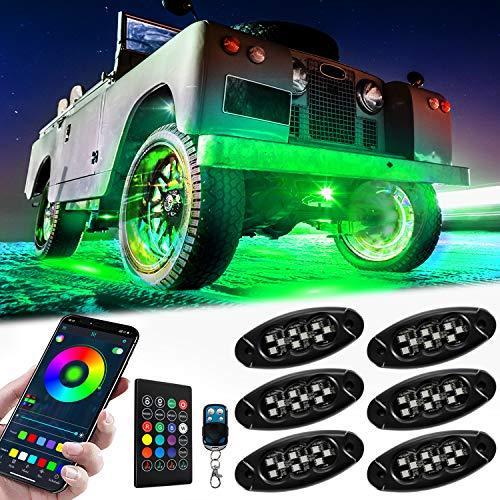 Esky RGB LEDロックライト マルチカラー ネオンアンダーグロー防水音楽照明キット アプリ&RFコントロール付き ジープ オフロード トラック 車 ATV SUV オー 補助照明、イルミネーション
