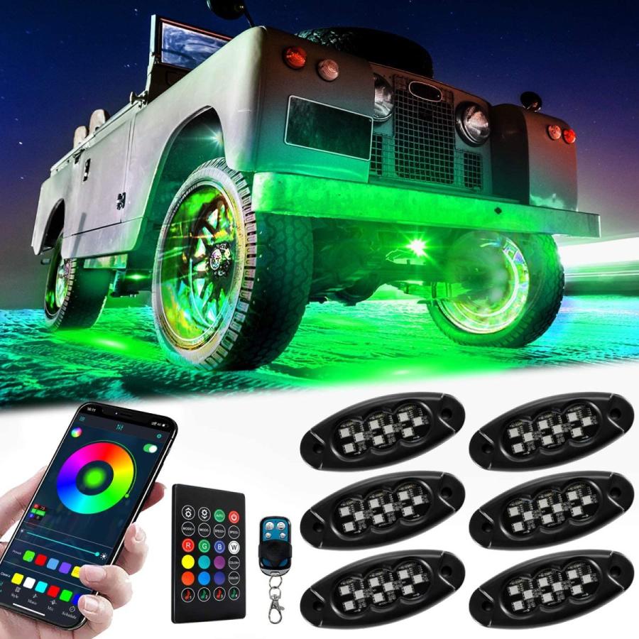 Esky RGB LEDロックライト マルチカラー ネオンアンダーグロー防水音楽照明キット アプリ&RFコントロール付き ジープ オフロード トラック 車 ATV SUV オー｜musakose｜08