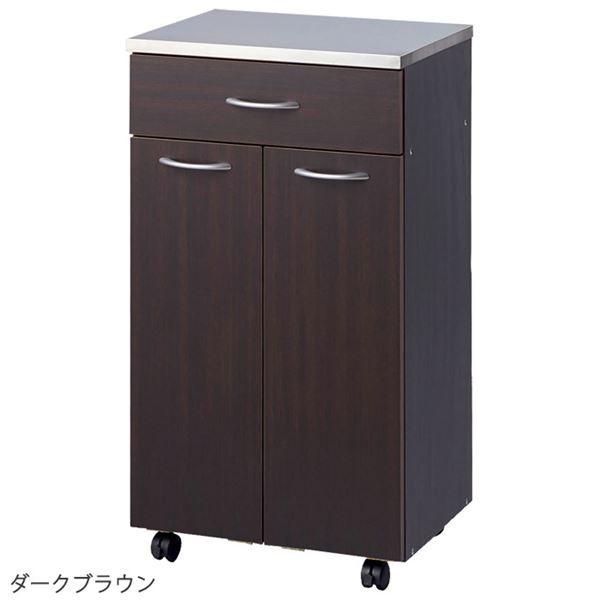 ステンレス天板付き ゴミ箱/ダストボックス 〔2分別 ダークブラウン〕 約幅47cm 耐荷重30kg 1個当たり容量14L 大型レンジ対応 ステンレス天板付き ゴミ箱/ダストボックス 約幅47cm 耐荷重30kg 1個当たり容量14L 大型レンジ対応