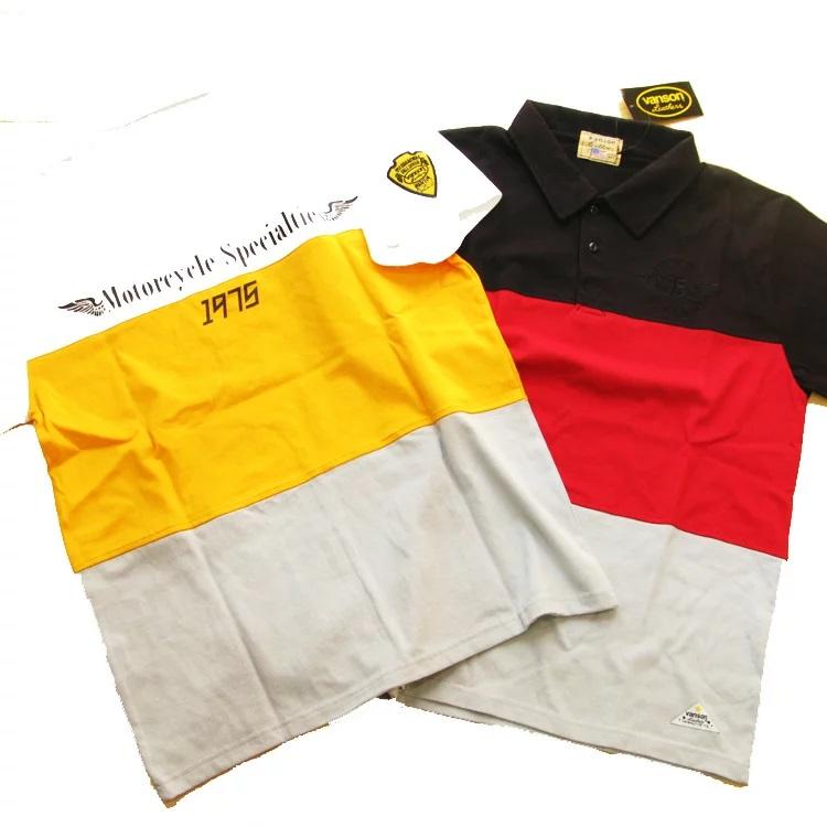 VANSON（バンソン） 半袖ポロシャツ 黒 白 黄 サイズM〜XL P979 