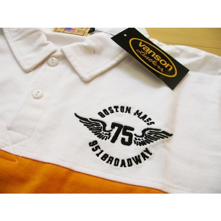 VANSON（バンソン） 半袖ポロシャツ 黒 白 黄 サイズM〜XL P979