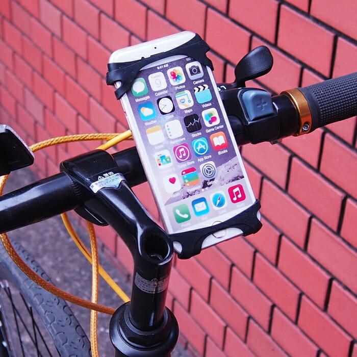 自転車 スマホホルダー シリコン Lサイズ 自転車用 ホルダー 取付簡単 振動に強い 柔軟 iPhone Android 5.0-6.5インチに対応  :4589684729866:むさしのジャパン 通販 