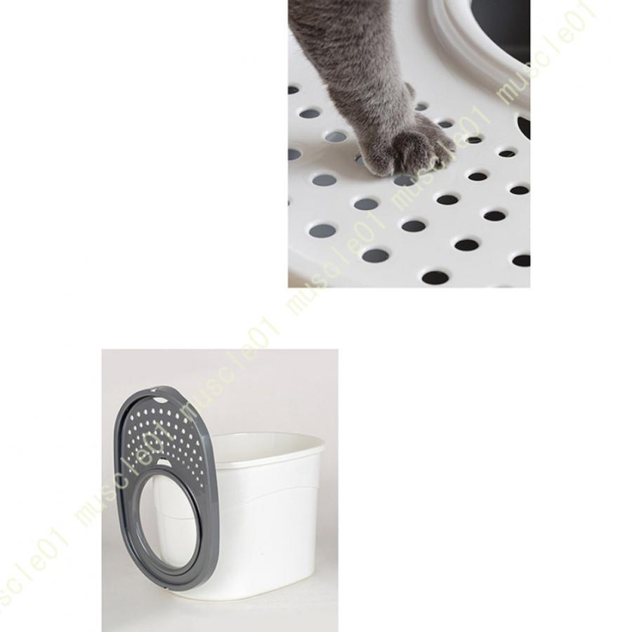 上から入る猫トイレ スコップ付き 猫砂が飛び散りにくい 固まる猫砂用 猫 トイレ カバー 飛び散らない 大型 大きめ 上から ホワイト 本体 散らからない フル｜muscle01｜08