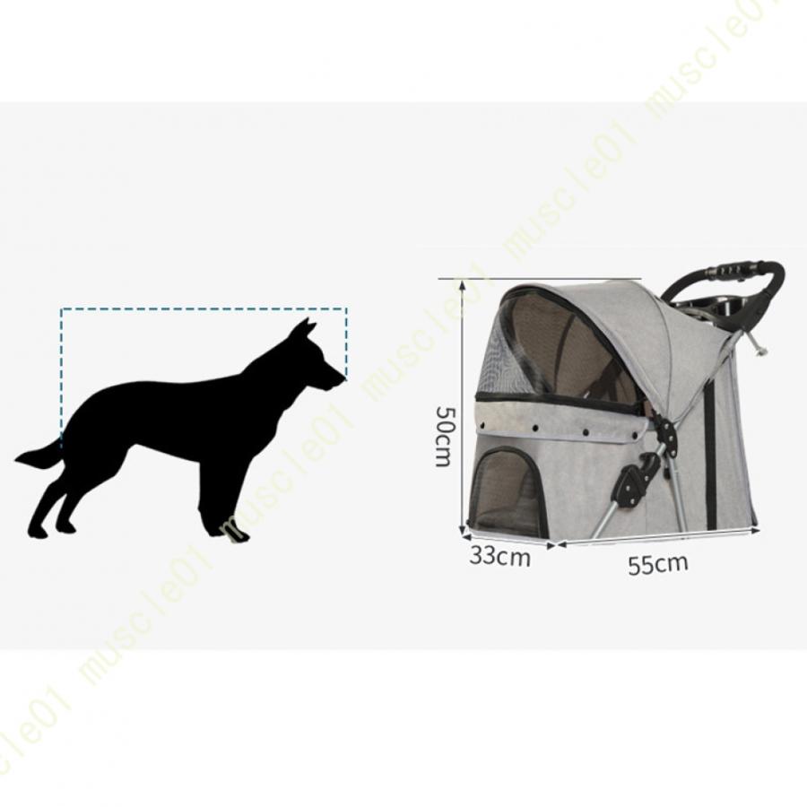 ペットカート 多頭 小回り効く 3輪タイプ 折りたたみ 簡単折り畳み ブレーキ付き 飛び出し防止 ワンタッチ 収納 ペット 犬カート 犬用カート ペット用カート