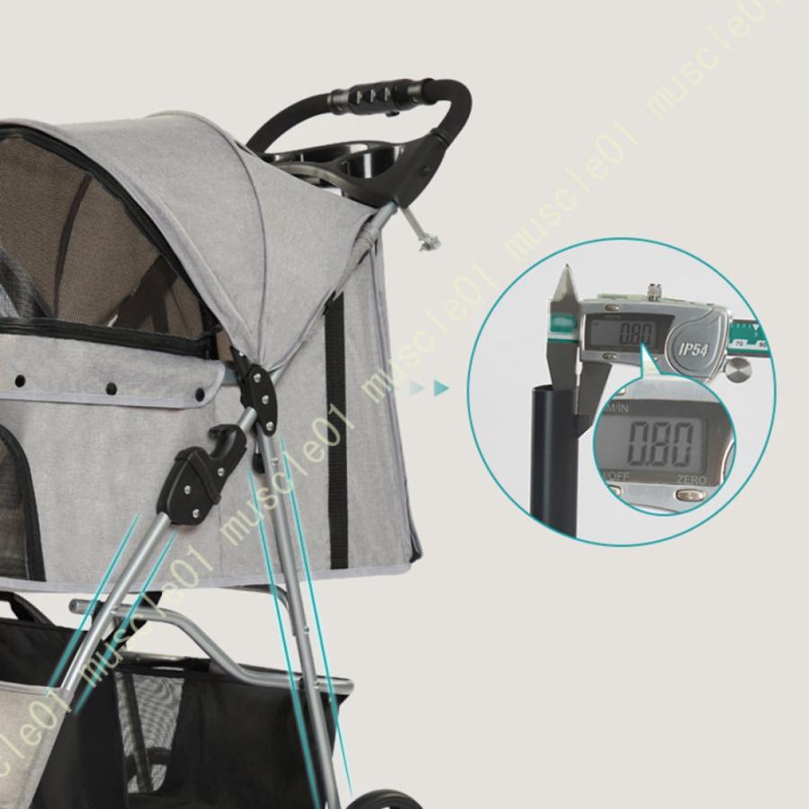 ペットカート 多頭 小回り効く 3輪タイプ 折りたたみ 簡単折り畳み ブレーキ付き 飛び出し防止 ワンタッチ 収納 ペット 犬カート 犬用カート ペット用カート