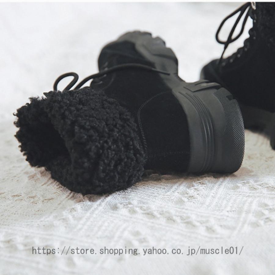 店舗良い ブーツ 秋冬 ブーツ レディース ショートブーティー 歩きやすい 編み上げブーツ ファー スエード 防寒 ワークブーツ 防滑 軽量 スノーブーツ 防水