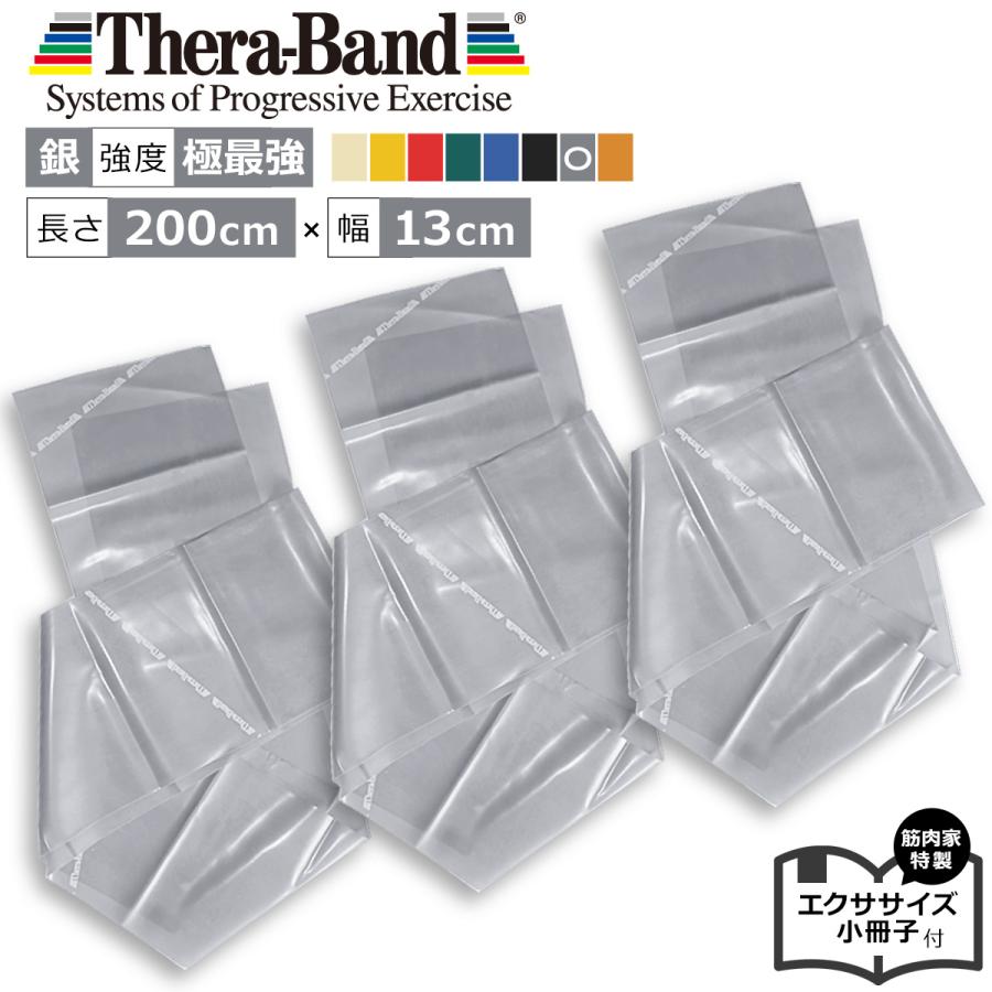 お得な銀色3本セット】セラバンド（Theraband）シルバー 強度：極最強