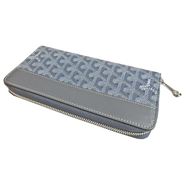 美品　ゴヤール レザー 長財布 ラウンドファスナー　グレー マティニョンGM ゴヤール GOYARD マティニョン ジップ GM ラウンドファスナー 長財布
