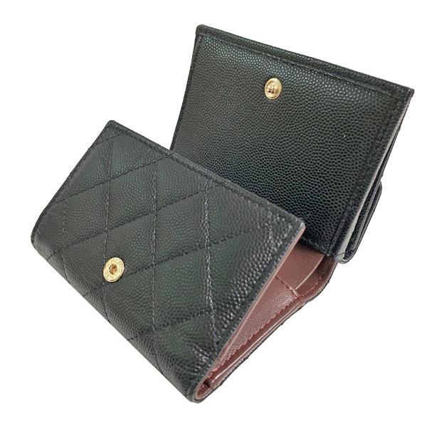 ≪新品≫シャネル スモールフラップウォレット 折り財布 キャビア マトラッセ ミニ 黒 ブラック ゴールド金具 AP0230 B10583 C3906の画像