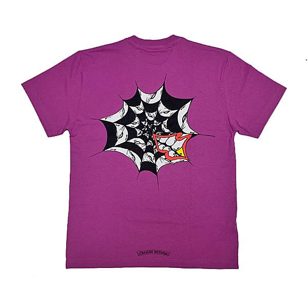 ≪新品≫ クロムハーツ クルーネック Tシャツ マッティ スパイダーウェブ バックプリント パープル Mサイズ 紫の画像