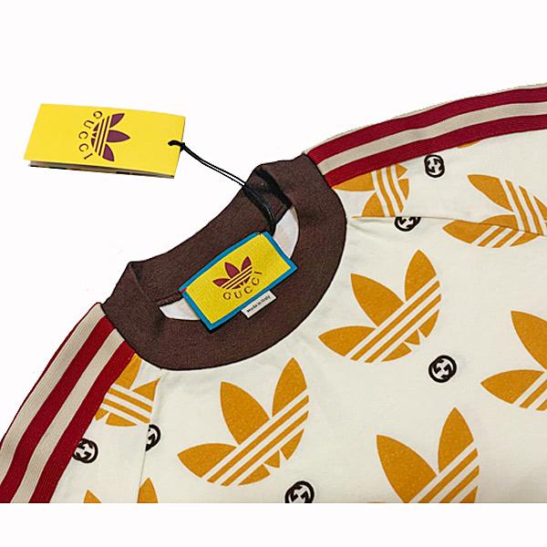 ≪ 新品 ≫ adidas x Gucci メンズ トレフォイル プリント Tシャツ XS サイズ グッチ　アディダス スペシャルパッケージの画像