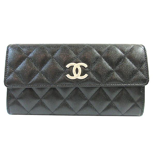 【売り切りお値下げ】 ≪新品≫CHANEL シャネル 2022年プレコレクション フラップ 長財布 AP2961 B08937 94305 黒 ゴールド金具 BIG CCマーク キャビアスキン 箱 リボン 【4595395370】(164560円)