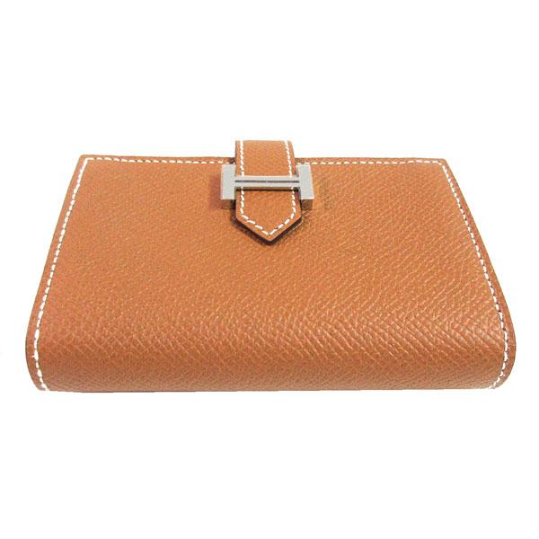 エルメス   ベアン　財布 エルメス ベアンコンパクトウォレット クロコ☆ ノワール/G金具