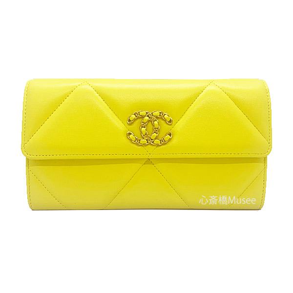 【希少美品】CHANEL シャネル ラッキークローバー 長財布 クリームイエロー ≪ 新品 ≫ CHANEL 2023 クルーズコレクション シャネル 19 ナイン