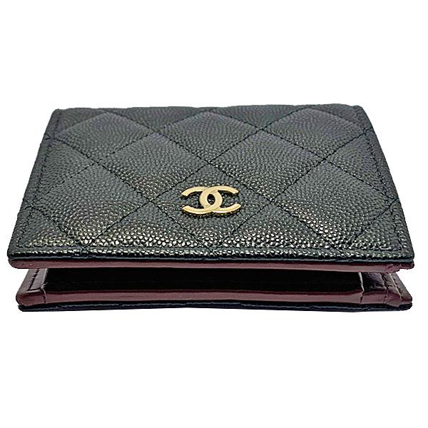 ≪ 新品 ≫ CHANEL シャネル スモールウォレット 折り財布 キャビア マトラッセ ミニ ブラック ゴールド金具 AP3178 Y33352 C3906 黒 グレインドカーフスキンの画像