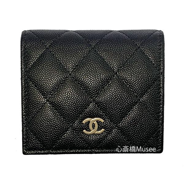 ≪ 新品 ≫ CHANEL シャネル スモールウォレット 折り財布 キャビア マトラッセ ミニ ブラック ゴールド金具 AP3178 Y33352 C3906 黒 グレインドカーフスキンの画像