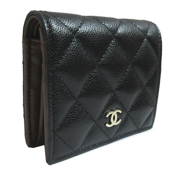 ≪ 新品 ≫ CHANEL シャネル スモールウォレット 折り財布 キャビア マトラッセ ミニ ブラック ゴールド金具 AP3178 Y33352 C3906 黒 グレインドカーフスキンの画像