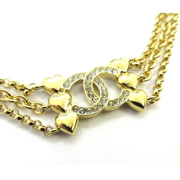 ≪新品≫ CHANEL シャネル CCマーク チョーカー 三連 ネックレス ABA260 B10486 NN007 ハート ゴールド チェーン ラインストーン ココの画像