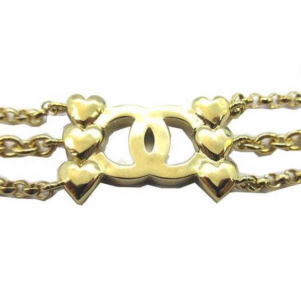 ≪新品≫ CHANEL シャネル CCマーク チョーカー 三連 ネックレス ABA260 B10486 NN007 ハート ゴールド チェーン ラインストーン ココの画像