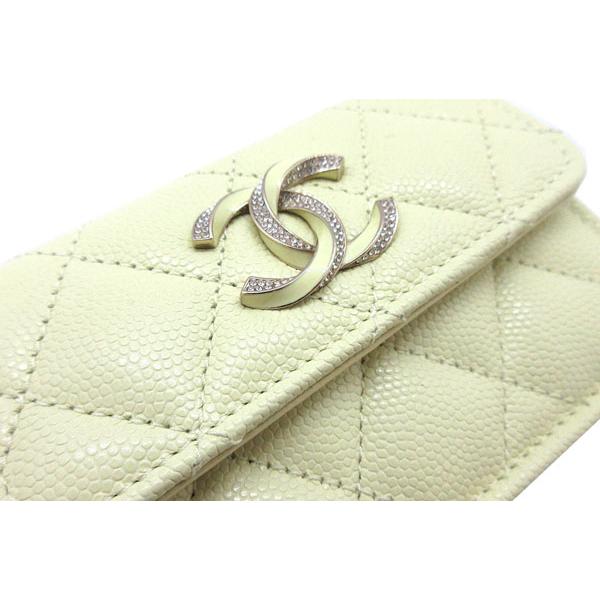 ≪新品≫ CHANEL シャネル 23年春夏 マトラッセ フラップ スモールウォレット 財布 ミニ キャビア ライトイエロー ゴールド金具 Big CCAP3338 B10738 NN289の画像