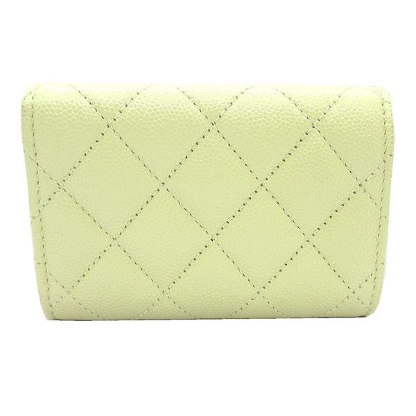 ≪新品≫ CHANEL シャネル 23年春夏 マトラッセ フラップ スモールウォレット 財布 ミニ キャビア ライトイエロー ゴールド金具 Big CCAP3338 B10738 NN289の画像