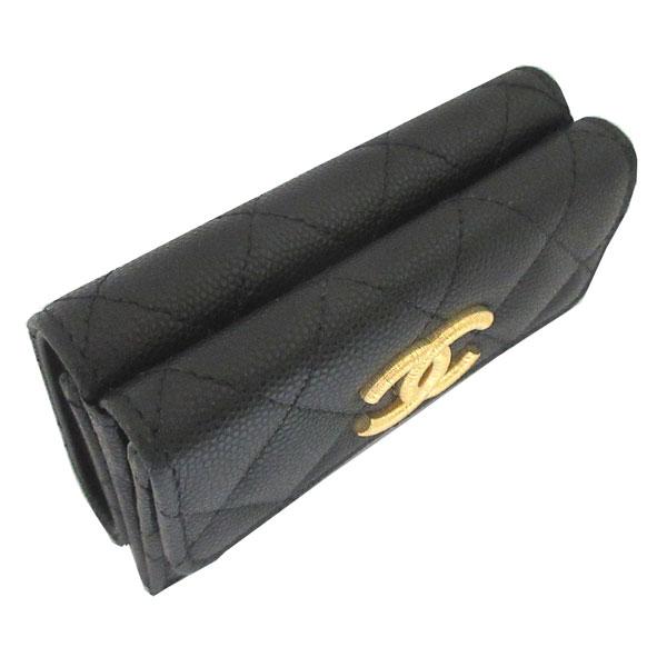 ≪新品≫シャネル マトラッセ フラップ スモールウォレット 財布 ミニ キャビア 黒 ブラック ゴールド金具 Big CCマーク AP3518 B13703 94305 CHANELの画像