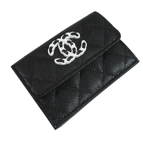 ≪新品≫シャネル CHANEL 19 ナインティーン スモール フラップ ウォレット 財布 ブラック 黒 白 AP3711 B14298 94305 ホワイトの画像