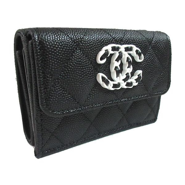 ≪新品≫シャネル CHANEL 19 ナインティーン スモール フラップ ウォレット 財布 ブラック 黒 白 AP3711 B14298 94305 ホワイトの画像