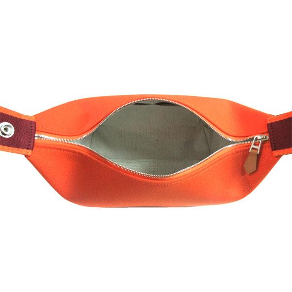 ≪新品≫ エルメス ブリッドアブラック PM オレンジ フー シルバー金具 ハンドバッグ ポーチ コットン キャンバスの画像
