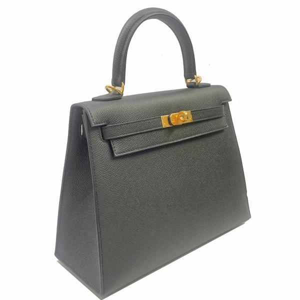 Kelly ≪新品≫エルメス ケリー 25 外縫い ヴォーエプソン 黒 ブラック