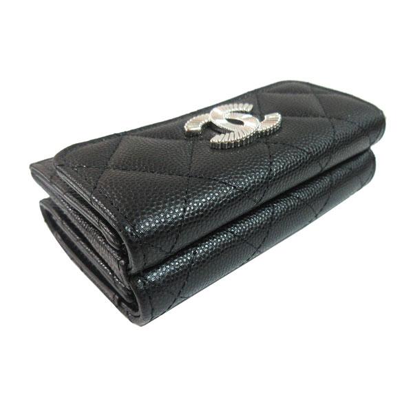 ≪新品≫シャネル スモール フラップ ウォレット 黒 ブラック BIG CCマーク シルバー金具 AP4328 B18713 94305 ミニ 三つ折り 財布の画像