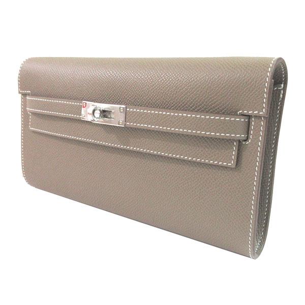 HERMES エルメス ケリーウォレット ロング トゥーゴー エトゥープ エプソン レザー 長財布 シルバー金具 ベージュ Y刻印 HERMES - HERMES エルメス ケリーウォレット ロング トゥーゴー