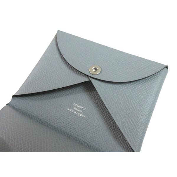 【超極美品】HERMES カルヴィ　名刺入れ　カードケース　エプソン　グレー エルメス Hermes HERMES カードケース CALVI カルヴィ パスケース