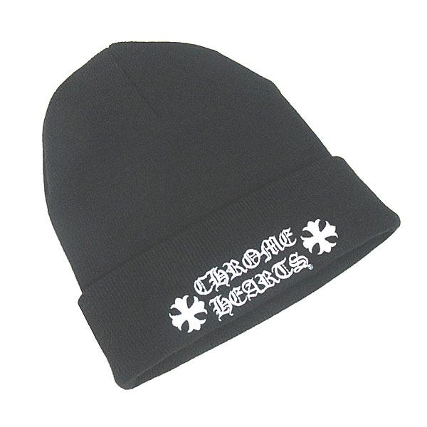 《新品》CHROMEHEARTS クロムハーツ フロントロゴ ワッチキャップ ニット帽 ブラック 黒 ビーニーの画像