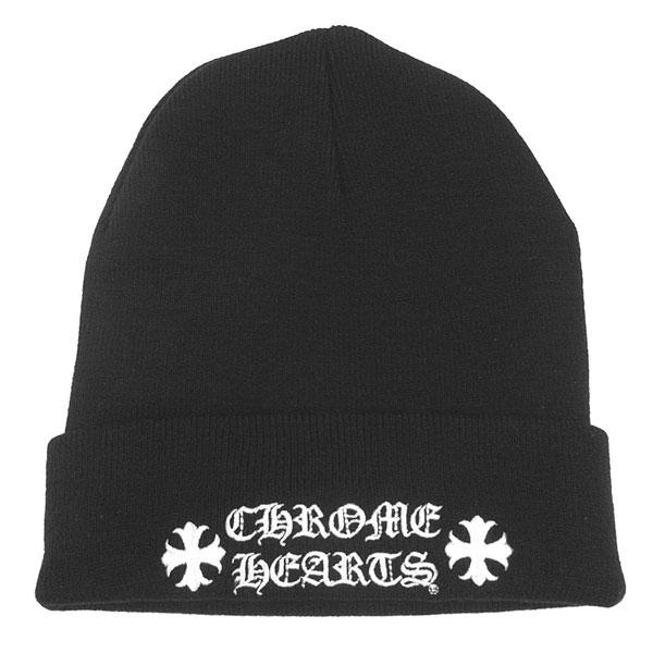 《新品》CHROMEHEARTS クロムハーツ フロントロゴ ワッチキャップ ニット帽 ブラック 黒 ビーニーの画像